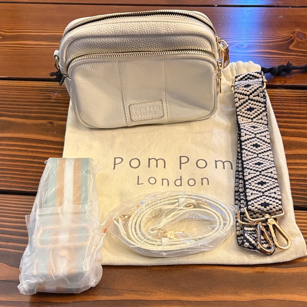 Pom Pom London White Crossbody Bag